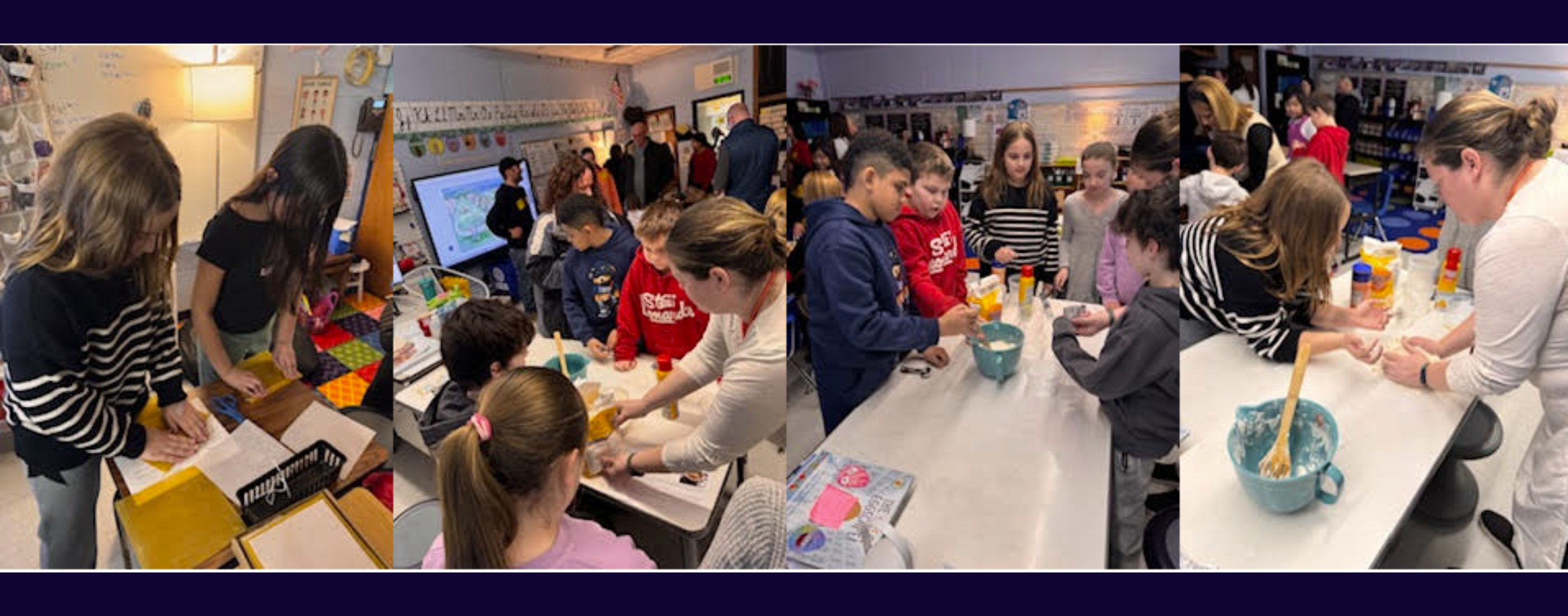 Students experience colonial times activities in stations.