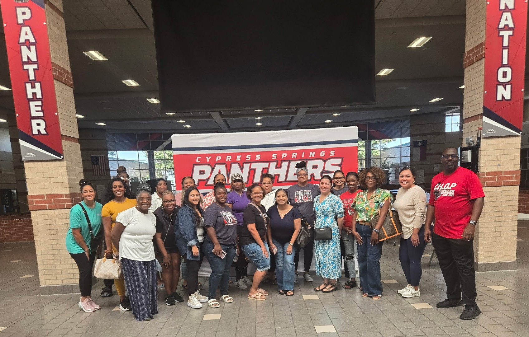 Cypress Springs VIPS parents and volunteers gathered at the August 8, 2026 parent meeting