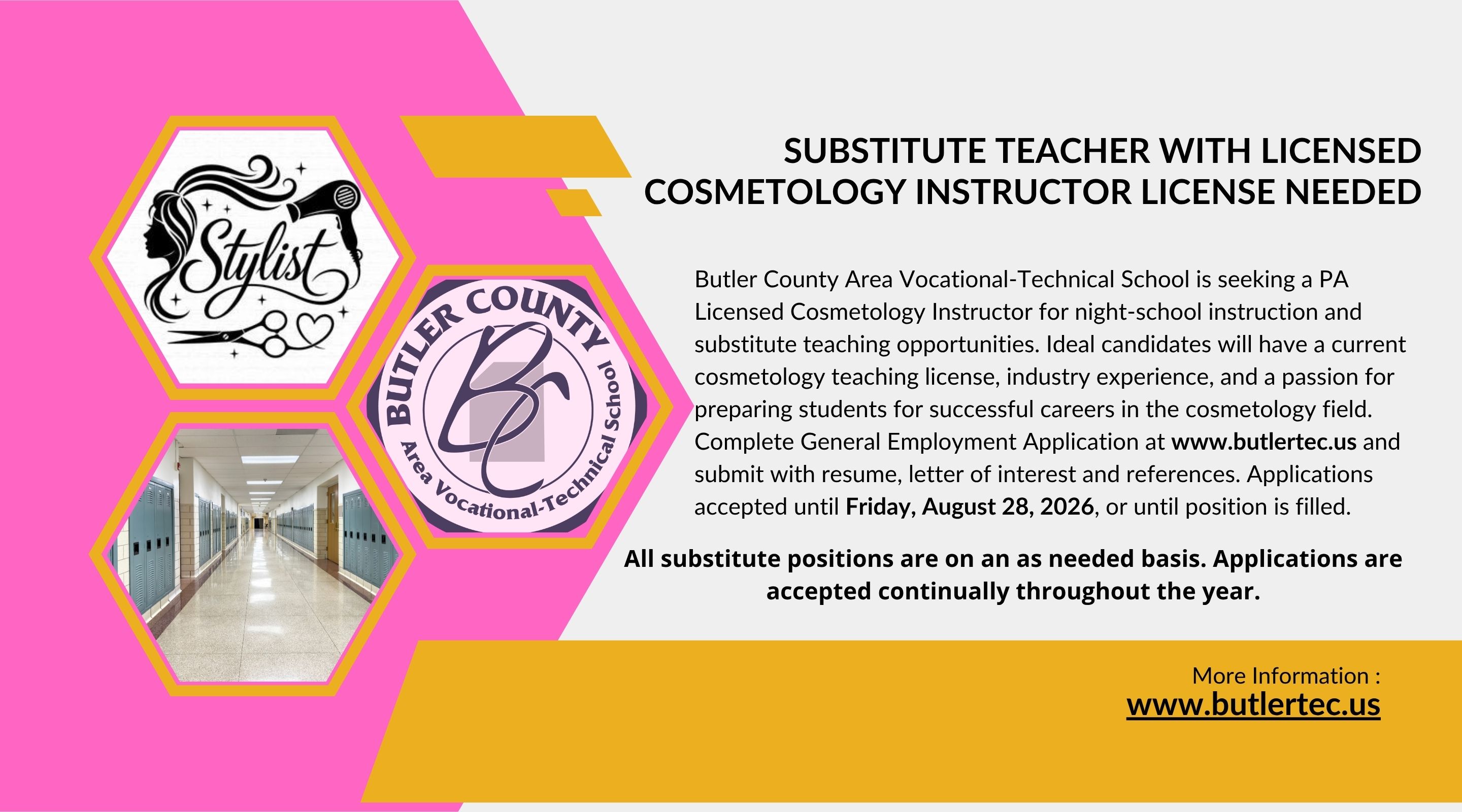 Substitute Cosmetology Teacher Ad