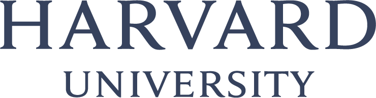 The foreground displays the words "HARVARD UNIVERSITY" in dark blue serif font against a white background.