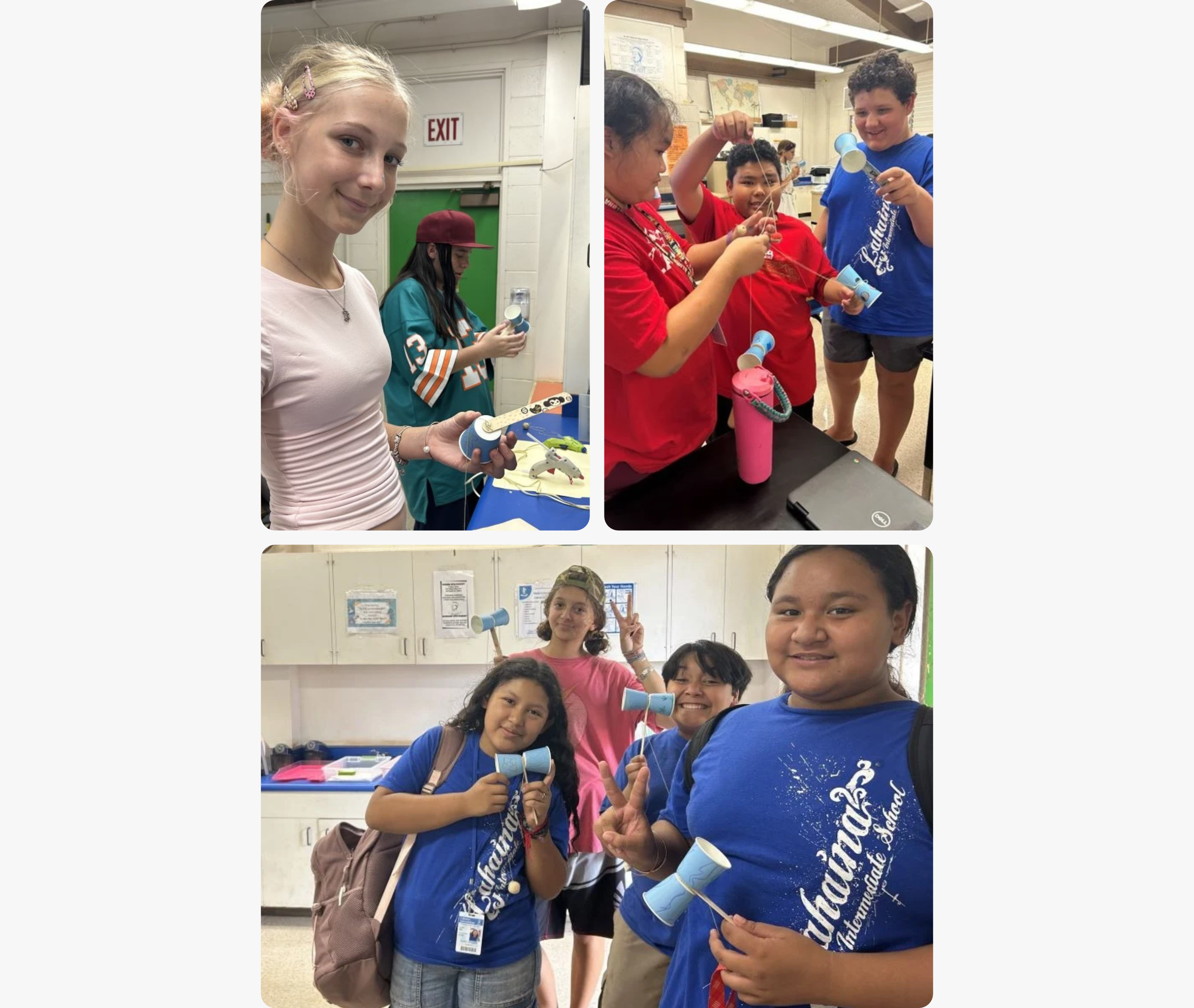 Students make kendamas for Crafternoon