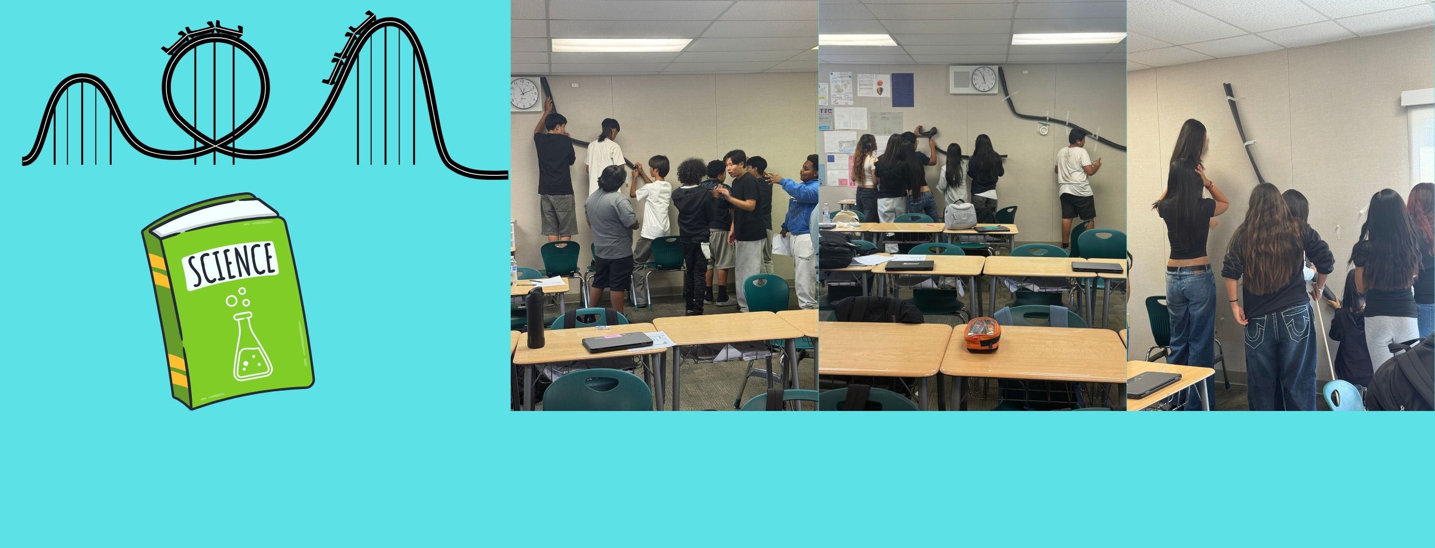 Photos of students creating roller coasters