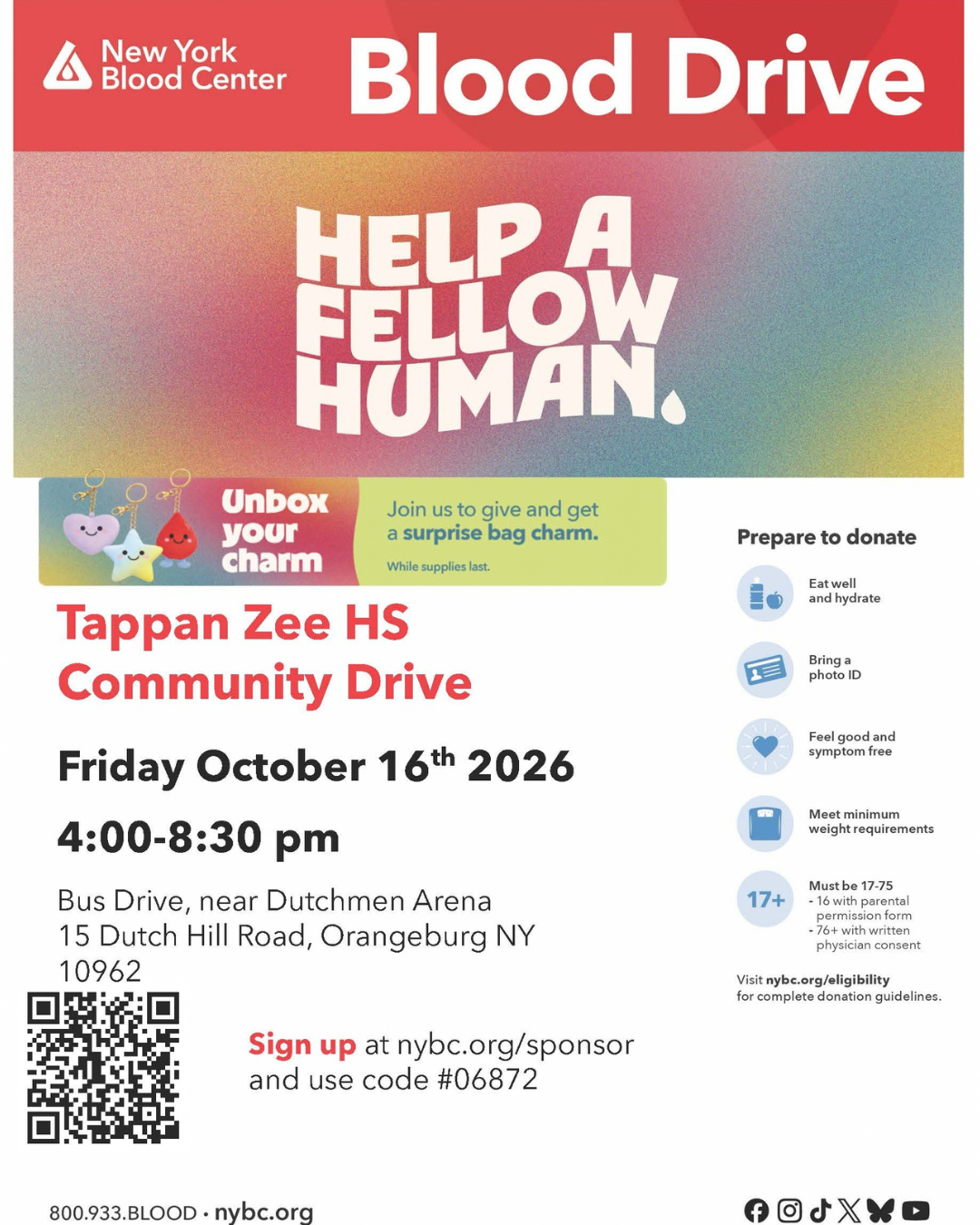 Tappan Zee High School Community Blood Drive: October 16 | Posts